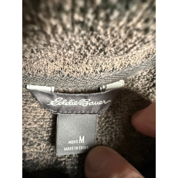 Eddie Bauer Quarter Snap Pullover Fleece Mens M High Collar Heathered Mid weight - Picture 3 of 11